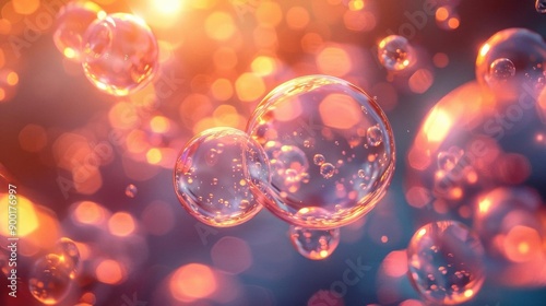 Floating orbs with soft glow, Abstractbackgrounddesign, ethereal and captivating photo