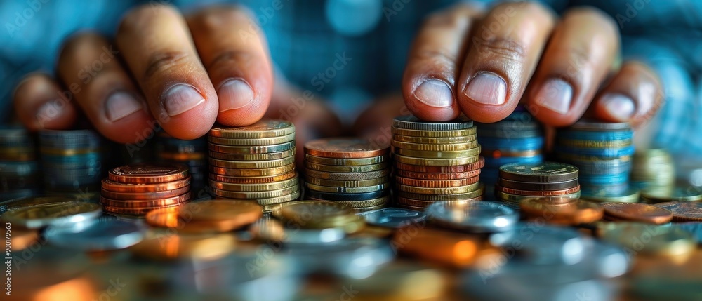 Man reviewing savings account forecasts with digital financial tools, [savings accounts], [modern savings planning]