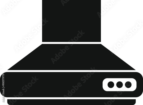 Simple black and white icon of a kitchen exhaust hood extracting steam while cooking food