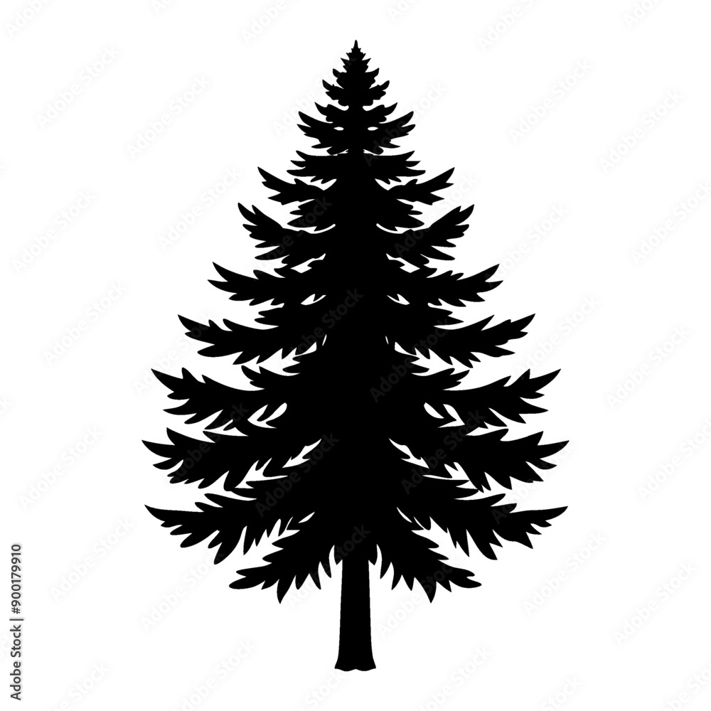 Obraz premium An illustration of a lone pine tree silhouette.