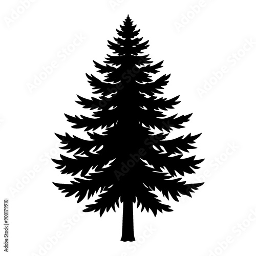 An illustration of a lone pine tree silhouette.