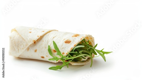 Plantbased food wrap on solid white background, single object photo