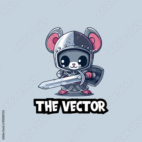 Cute warrior rat logo, vector, mascot, character, cartoon, illustration