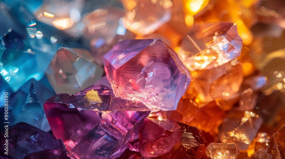 Crystal Fragments - Develop a background with scattered crystal fragments reflecting multiple colors Crystal Fragments - Develop a background with scattered crystal fragments reflecting multiple colors