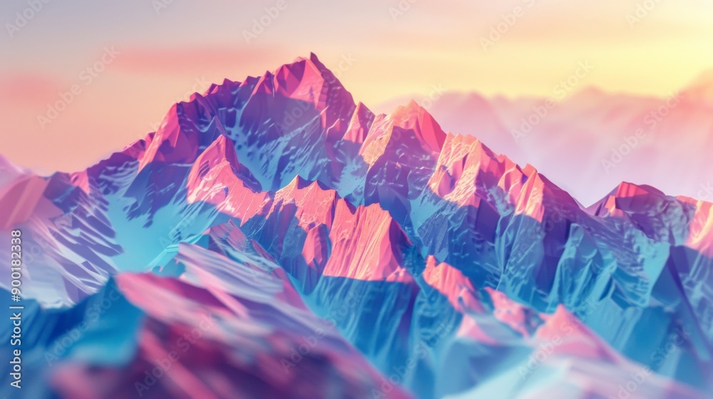 Abstract Mountains - Design 3D abstract mountains with polygonal textures and vibrant colors Abstract Mountains - Design 3D abstract mountains with polygonal textures and vibrant colors