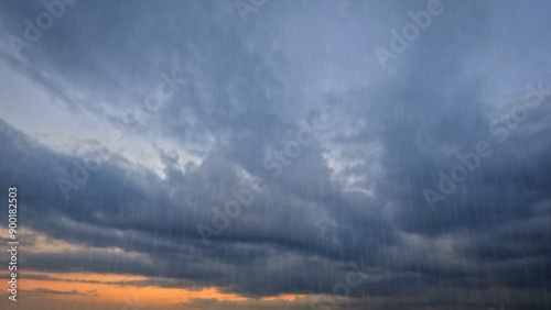 downpour on sky with clouds - beautiful weather bg - photo of nature