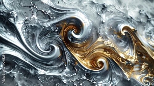 Liquid Metal Swirls - Develop a background with swirling liquid metal effects in silver and gold