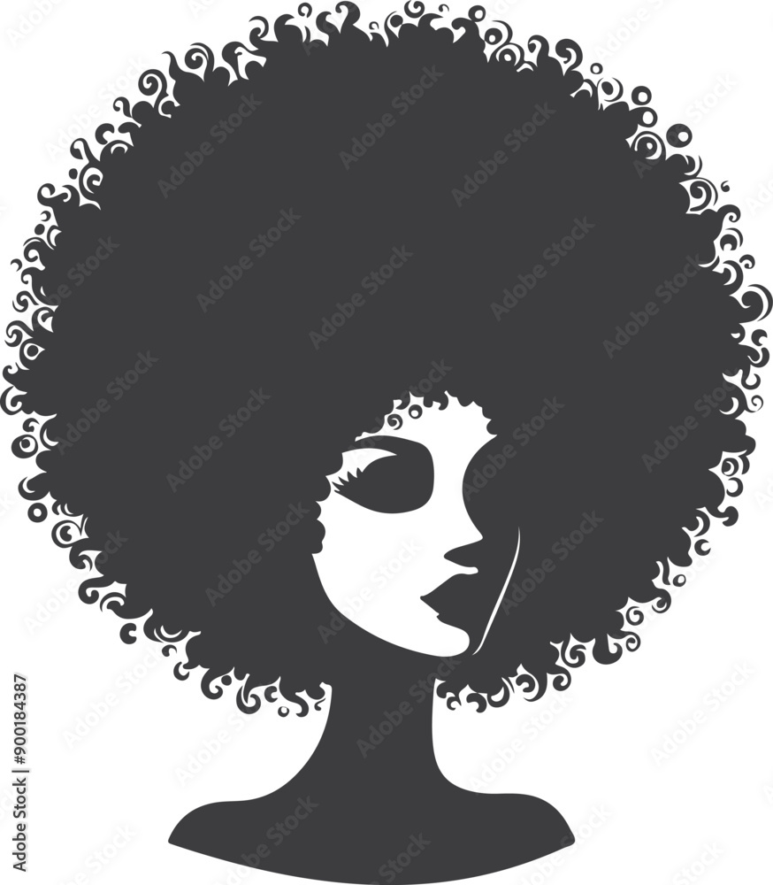Silhouette afro girl. Collection of black woman face with stylized hairstyle. Vector illustration of girl head with stylized haircut Silhouette afro girl. Collection of black woman face with stylized hairstyle. Vector illustration of girl head with stylized haircut