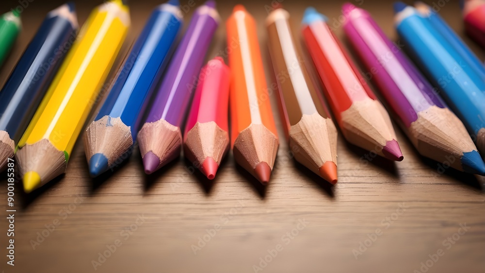 For an educational notion, close up a pencil or crayon in a primary school. AI-produced picture For an educational notion, close up a pencil or crayon in a primary school. AI-produced picture