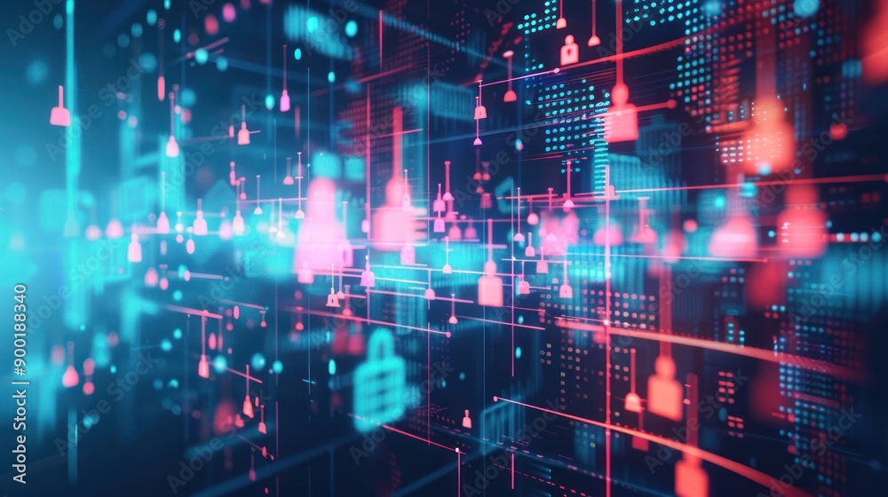 Glowing Fiber Optics Connection with Global Network and Digital Data Patterns Glowing Fiber Optics Connection with Global Network and Digital Data Patterns