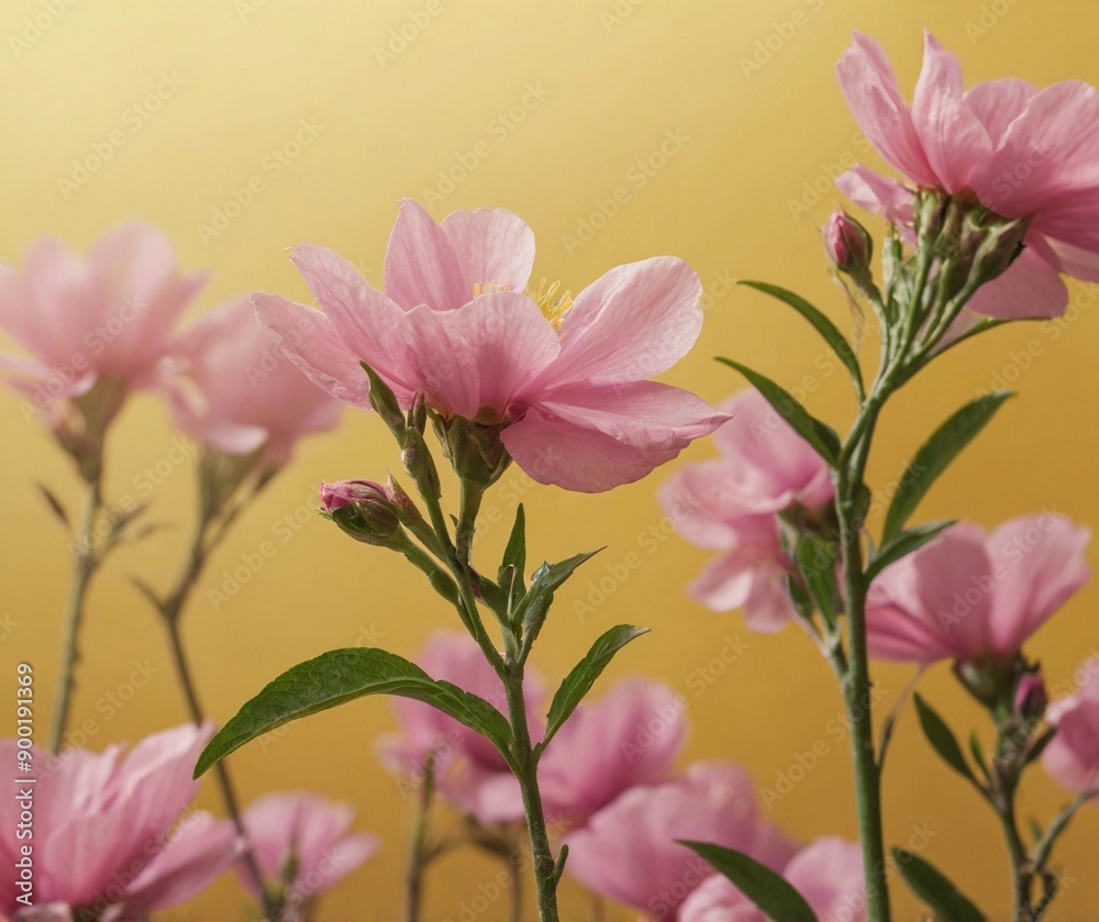 beautiful simple Pink flowers with pink and yellow background beautiful simple Pink flowers with pink and yellow background