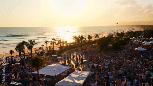 DJ mixing outside during a beach party event
