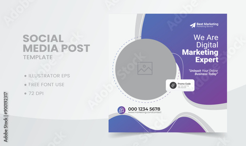 Digital marketing social media post, web banner, post template or banner design template