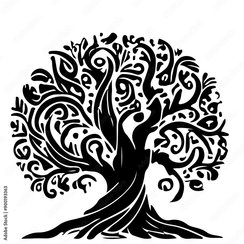Fototapeta premium Silhouette of an Abstract Decorative Tree