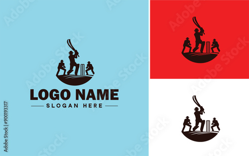 Cricket team icon Cricket XI Cricket side Cricket squad flat logo sign symbol editable vector