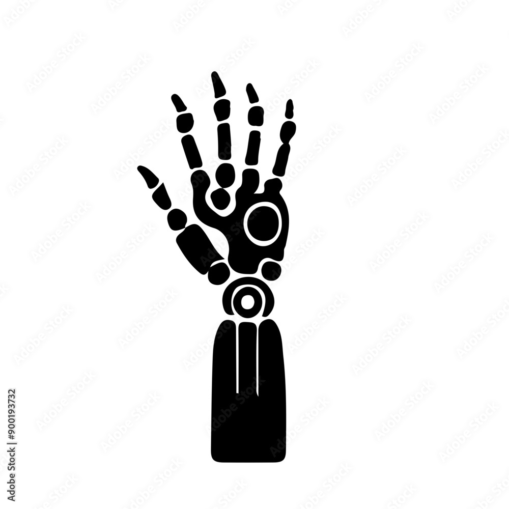 Silhouette of a Robotic Hand with Fingers Spread Silhouette of a Robotic Hand with Fingers Spread