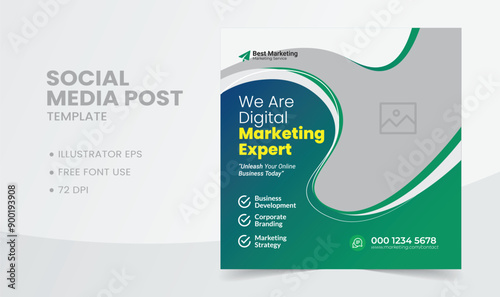 Digital marketing social media post, web banner, post template or banner design template