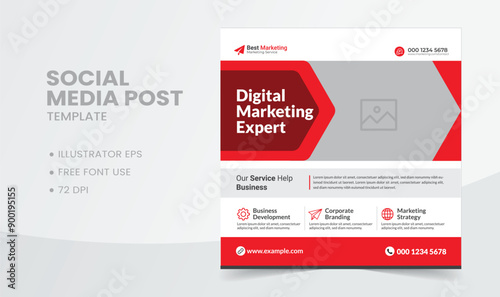 Digital marketing social media post, web banner, post template or banner design template