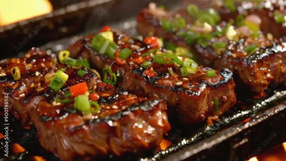 Sizzling Sensation: Korean BBQ Short Ribs HD 4K Clip Sizzling Sensation: Korean BBQ Short Ribs HD 4K Clip