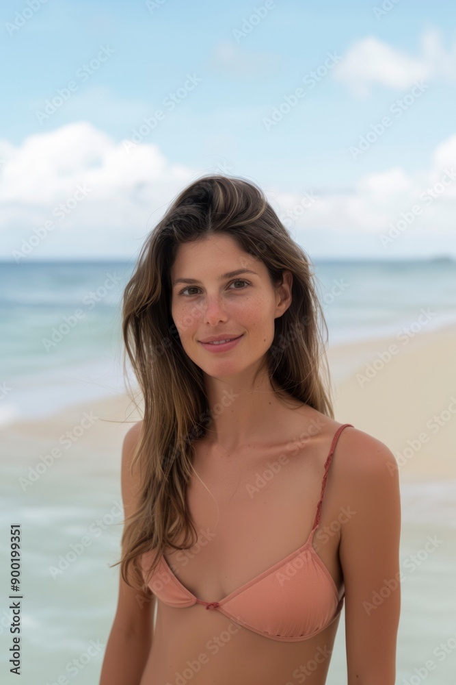 Young Woman in Bikini on a Sandy Beach Young Woman in Bikini on a Sandy Beach