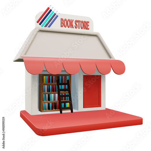3 D illustration of  bookstore icon