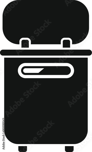 Simple black glyph icon for multicooker with open lid, isolated illustration on white background