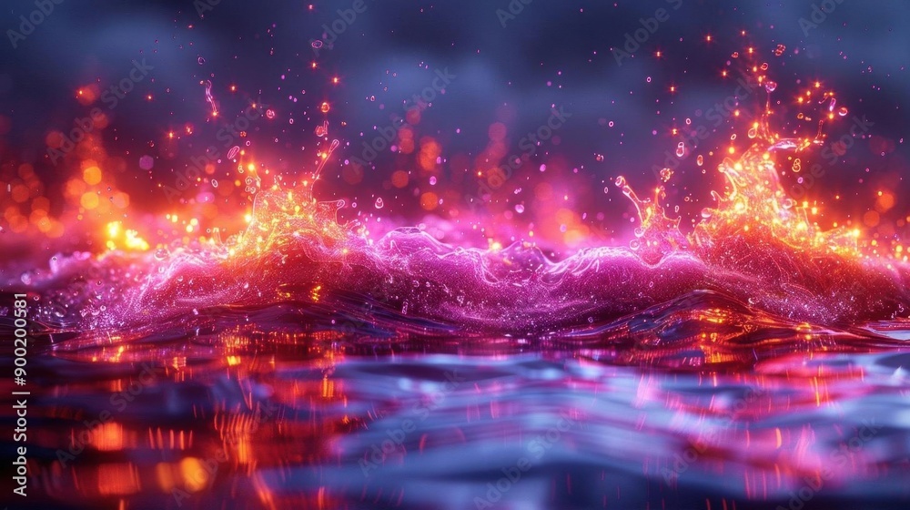 Obraz premium Produce a liquid 3D typography for NEON with letters composed of glowing liquid light