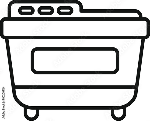 Simple outline icon style of a washing machine representing cleaning clothes and laundry day