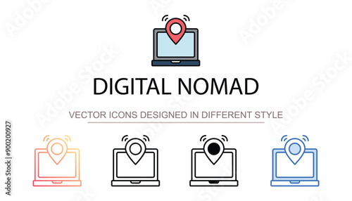 Digital Nomad icon design with white background stock illustration