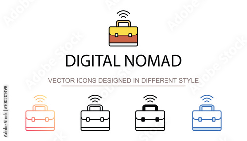 Digital Nomad icon design with white background stock illustration