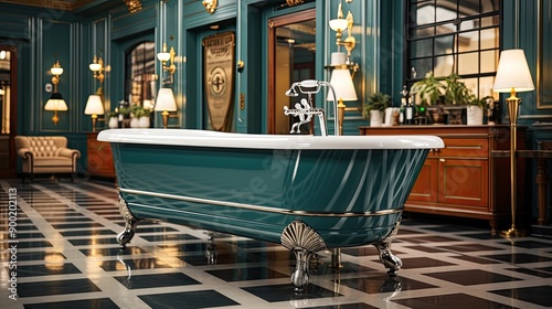 Fototapeta Naklejka Na Ścianę i Meble -  A vintage claw foot bathtub in an old building 