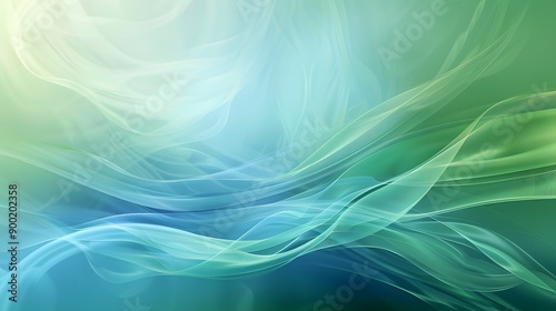 A serene abstract background featuring flowing waves of soft green and blue hues, ideal for design and creative projects.  © Vivid Canvas