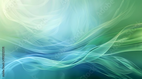 A serene abstract background featuring flowing waves of soft green and blue hues, ideal for design and creative projects. 