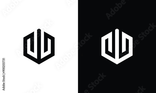 uu u modern hexagon geometric ambigram logo template