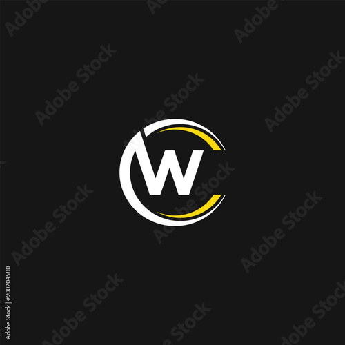 Monogram c w cw wc initial bold luxury logo template for gym sport futuristic technology brand business. Combination letter alphabet for personal branding travel fashion beauty