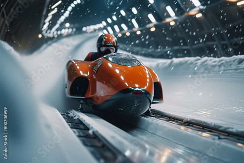 A Bobsledder Races Through a Frothy Tunnel of Ice