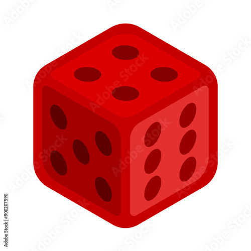 Red color dice icon vector illustration