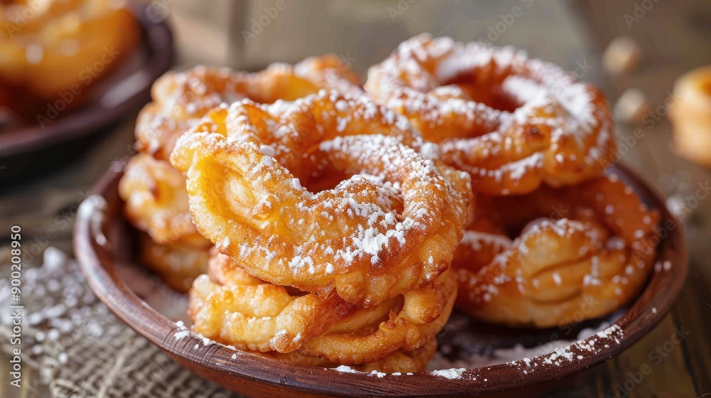 Light and crispy fried dough, dusted with powdered sugar and served piping hot. Light and crispy fried dough, dusted with powdered sugar and served piping hot.