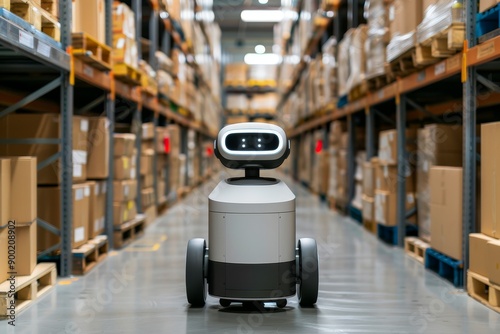 Wallpaper Mural Delivery robots navigating warehouse aisles, efficient and futuristic logistics Torontodigital.ca