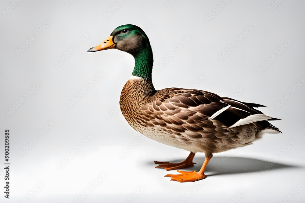 Duck standing against white background, Ai Generated Duck standing against white background, Ai Generated