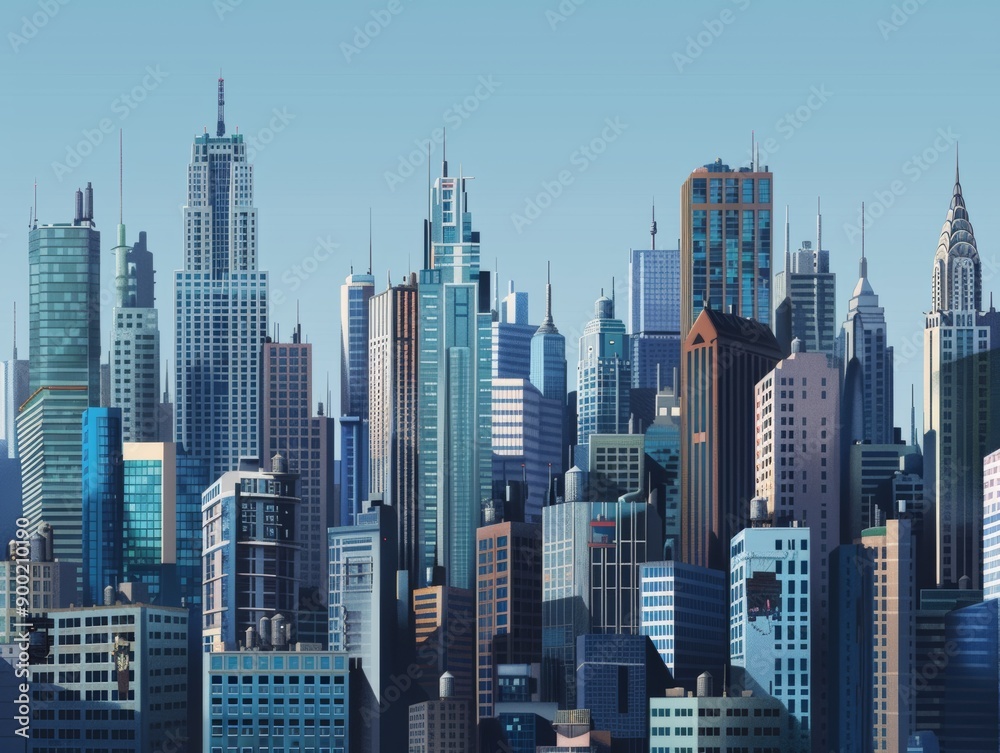 Obraz premium A skyline with many skyscrapers