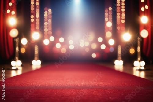 A red carpet on stage set against a black background, symbolizing a luxurious