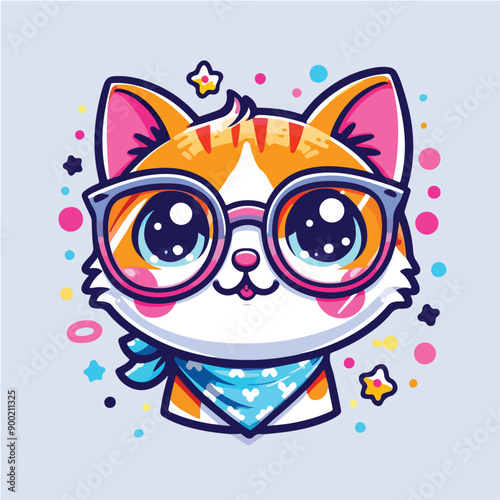 An Illustration of _Cute baby cat for baby t-shirt design