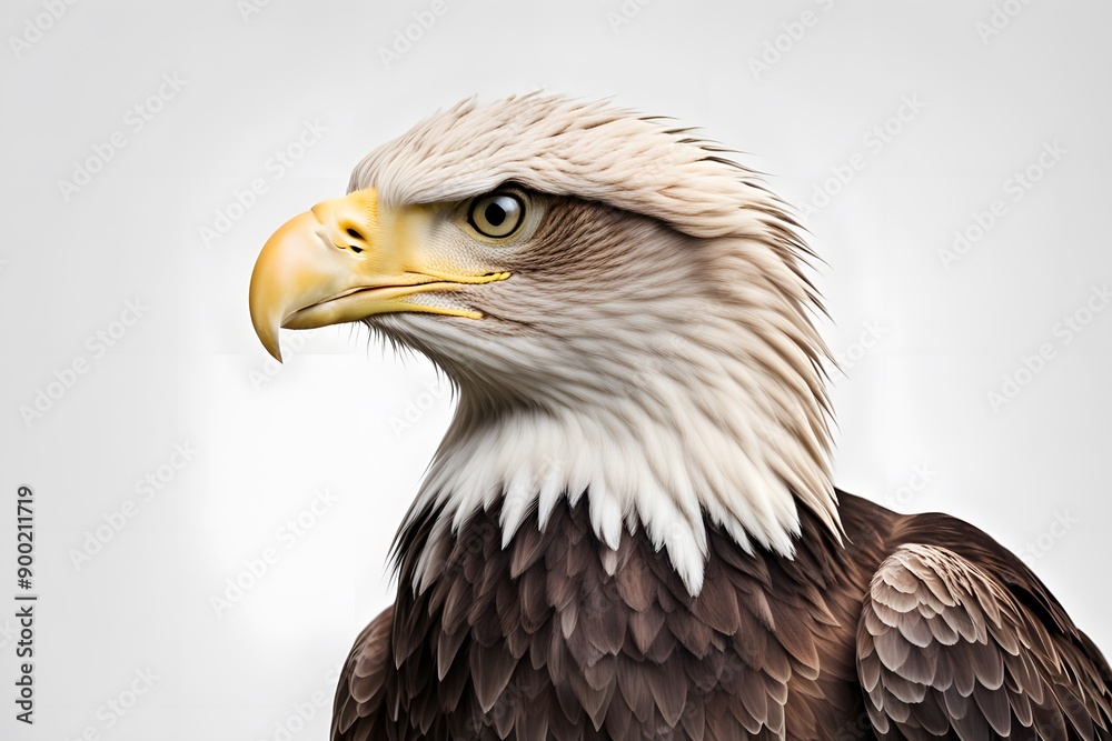 Fototapeta premium Eagle standing against white background. Ai Generated