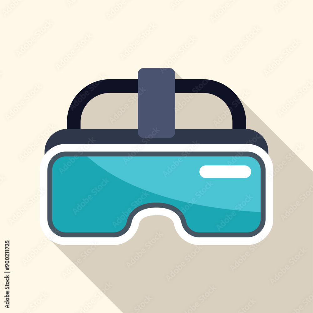 Virtual reality headset creating immersive experience with long shadow Virtual reality headset creating immersive experience with long shadow