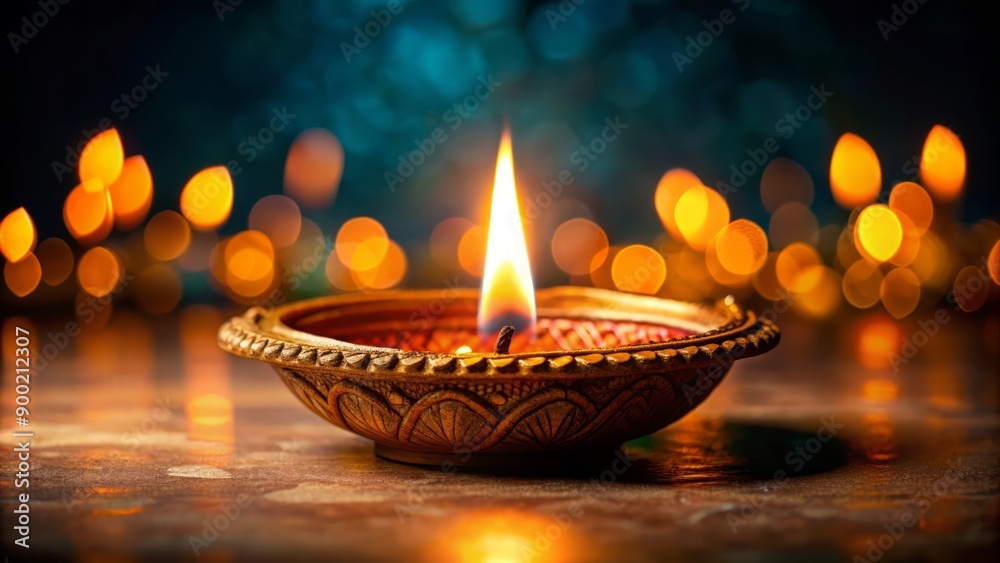 Diwali Diya with Warm Bokeh Lights. Diwali Diya with Warm Bokeh Lights.