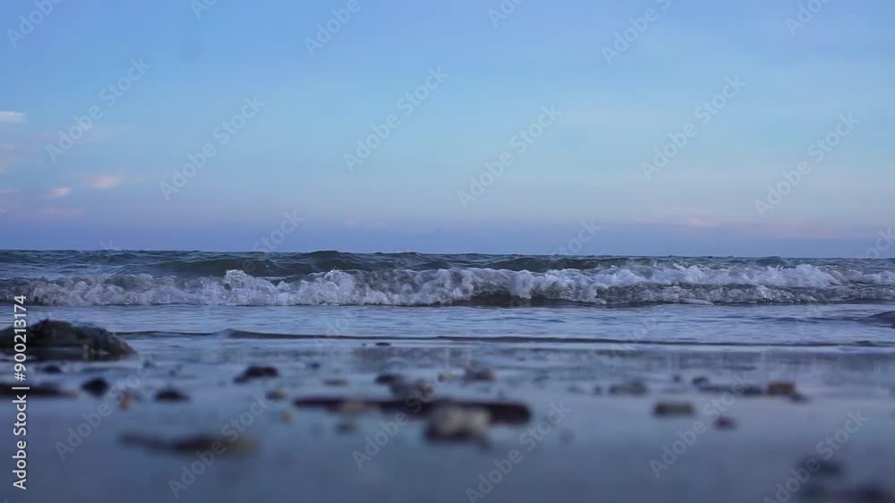 landscape of beach waves in sunset landscape of beach waves in sunset