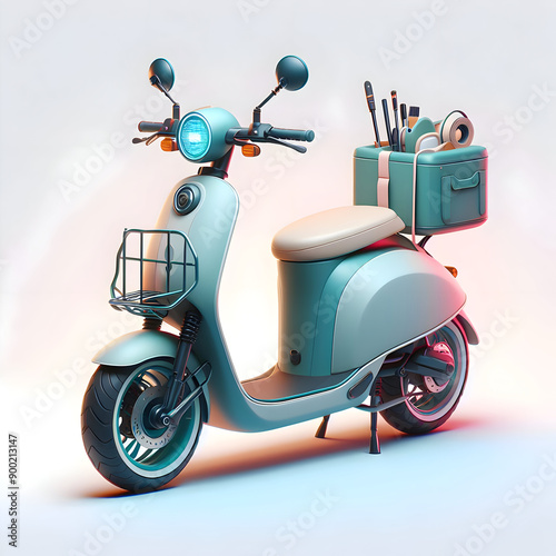 set of bicycles electric isolated white background, electric scooter