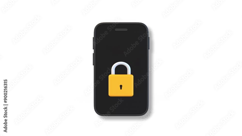 Animated motion graphic with locked smartphone and padlock 