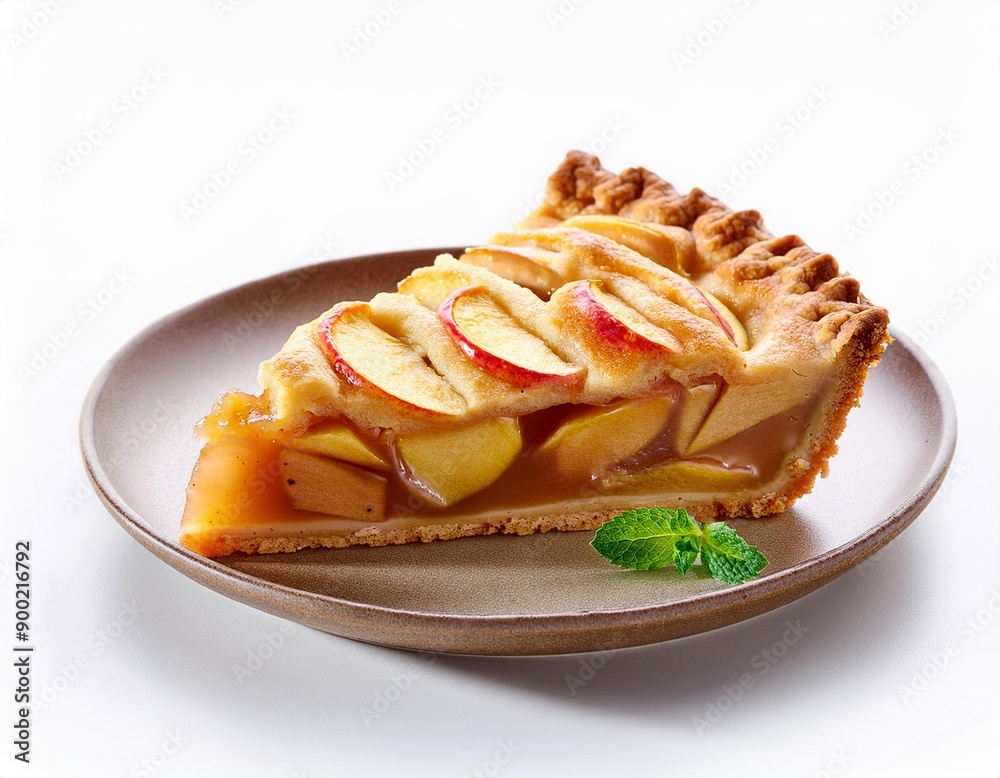 Apple pie slice on white background Apple pie slice on white background